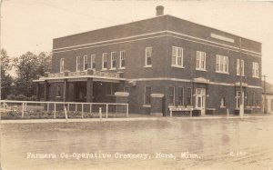 J17/ Mora Minnesota RPPC Postcard c1920s Farmers Co-Op Creamery 123