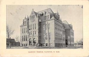 Yankton South Dakota Masonic Temple Exterior Street View Antique Postcard K21301