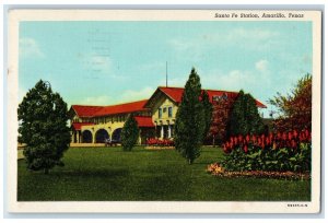 Amarillo Texas Postcard Santa Fe Station Building Exterior 1950 Antique Vintage