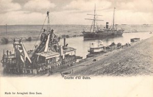 Egypt Curve of El Guiss Suez Canal Steamboat postcard B934
