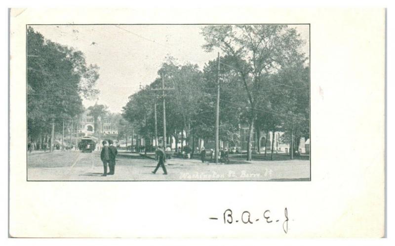 1907 Washington Street w/ Trolley, Barre, VT Postcard