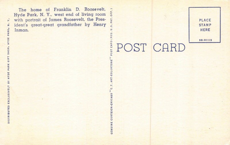 Linen Postcard Home of Franklin D. Roosevelt in Hyde Park, New York City~128292 
