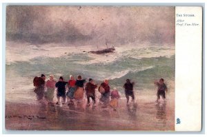 c1910 The Storm After Prof Van Hier Painting Oilette Tuck Art Postcard