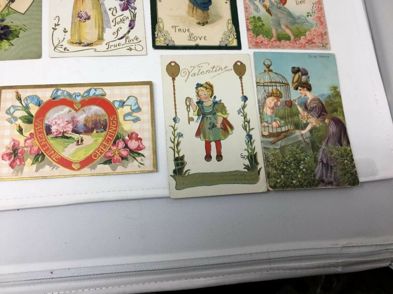 Valentine Postcard Lot of 25 Vintage Antique Mixed Cupid Hearts