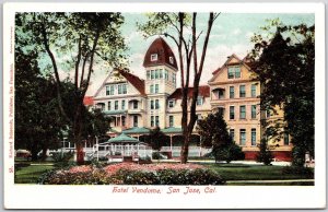 Hotel Vendome San Jose California CA Flower Garden In  The Outside Area Postcard