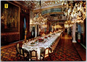 VINTAGE CONTINENTAL SIZE POSTCARD GALA DINING HALL THE ROYAL PALACE MADRID SPAIN