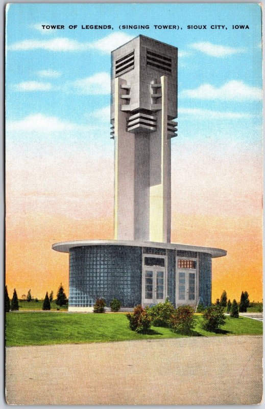 Sioux City Iowa IA, Tower of Legends, Singing Tower, Building, Vintage Postcard