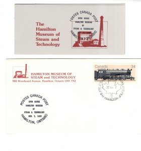 Hamilton Museum Steam, Technology Open House 1985, FDC, Train Stamp Booklet Set