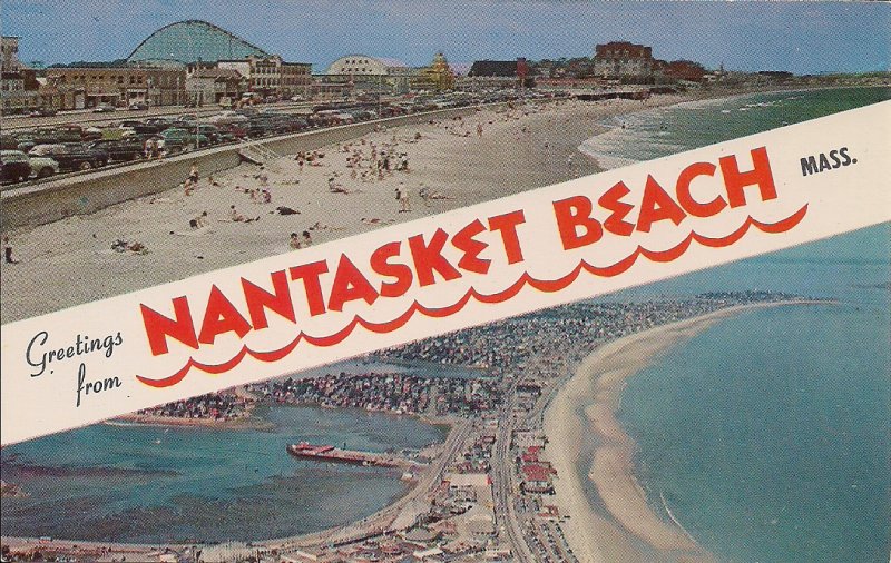 Nantasket Beach, MA, PARAGON AMUSEMENT PARK, Large Letter 1950-60 Roller Coaster