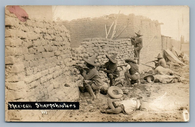 MEXICAN REVOLUTION SHARPSHOOTERS ANTIQUE REAL PHOTO POSTCARD RPPC