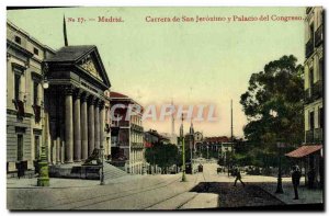 Old Postcard Madrid Carrera de San Jeronimo Palacio del Congreso