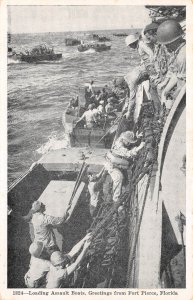 Fort Pierce Florida Loading Assault Boats, B/W Photo Print Vintage PC U7153