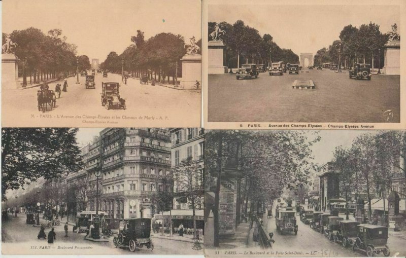 PARIS CARS AUTOMOBILES IN STREET LIFE VIE DANS LA RUE 1000 CPA (mostly pre-1940)