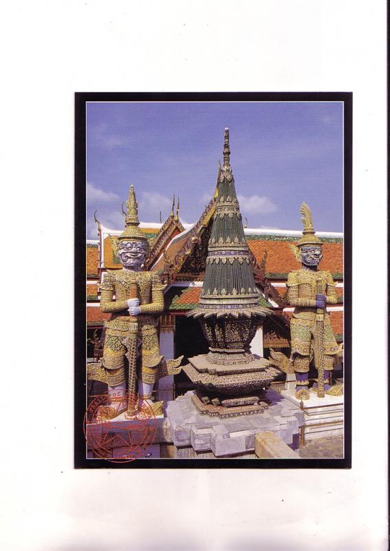 Large 5 X 7 inch Inlaid Statues Guard Thailand Temple,.Trails of Indochina