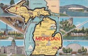 Map Of Michigan With Multi Views 1948