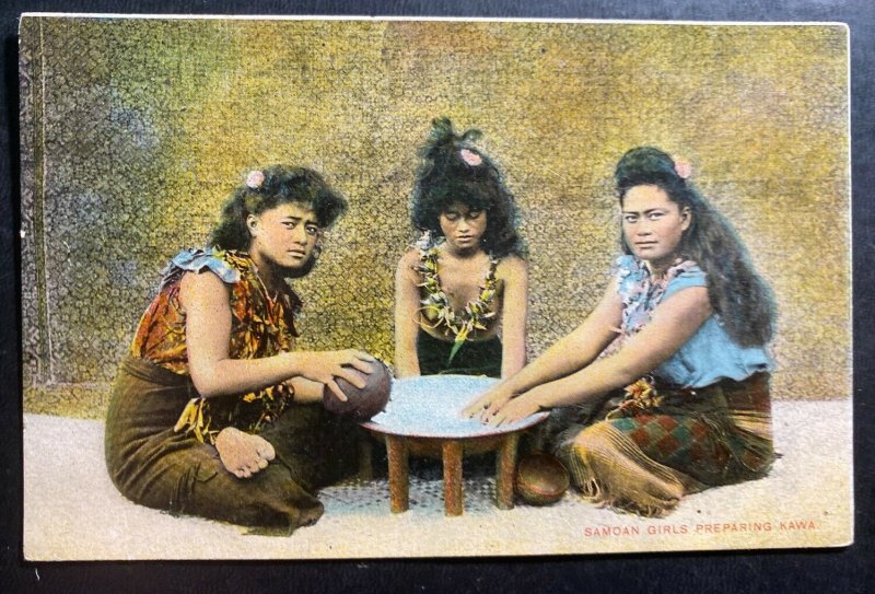 Mint Samoa Color Picture Postcard PPC Girls Preparing Kawa