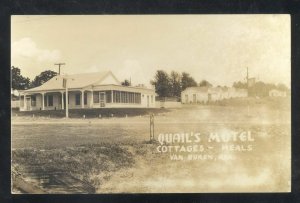 RPPC VAN BUREN ARKANSAS QUAIL'S MOTEL ADVERTISING REAL PHOTO POSTCARD