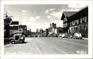 Bend OR Street Scene Cars TEXACO Sign Real Photo Postcard