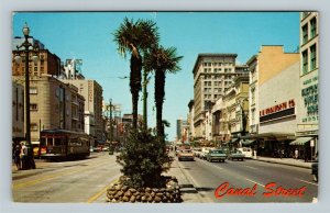 New Orleans LA, Canal Street Car, Shops, Classic Cars, Chrome Louisiana Postcard