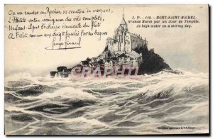 Old Postcard Mont Saint Michel Grande Maree By Day Storm