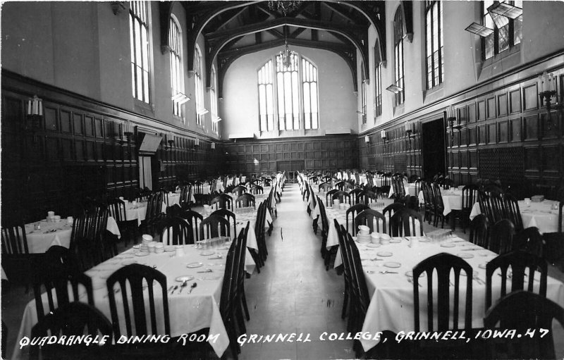 H14/ Grinnell Iowa RPPC Postcard c40s Interior College Dining Room