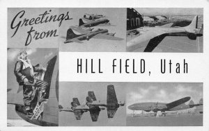 Hill Field Utah Greetings Airplanes and Pilot Postcard AA59399