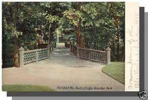 Portland, Maine/ME Postcard, Rustic Bridge, Riverton Park