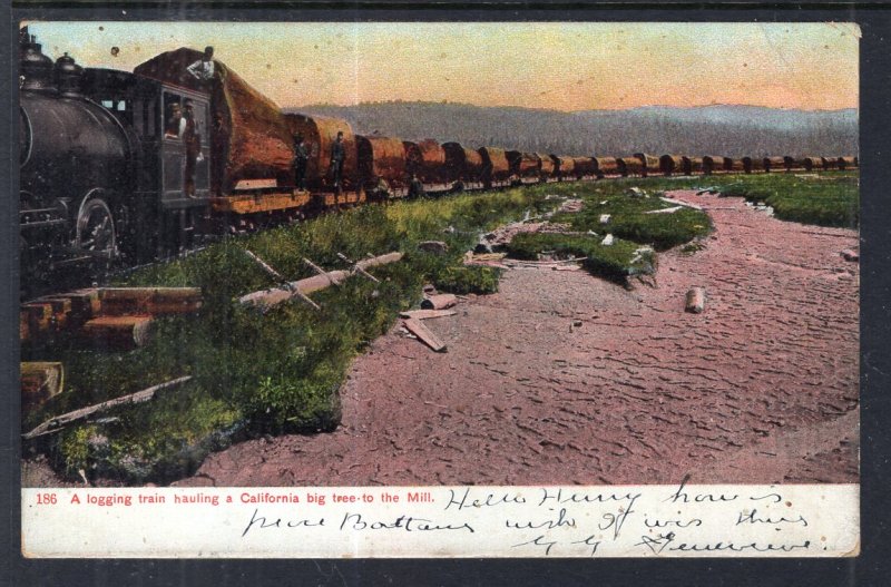 A Logging Train Hauling a A Claifornia Big Tree