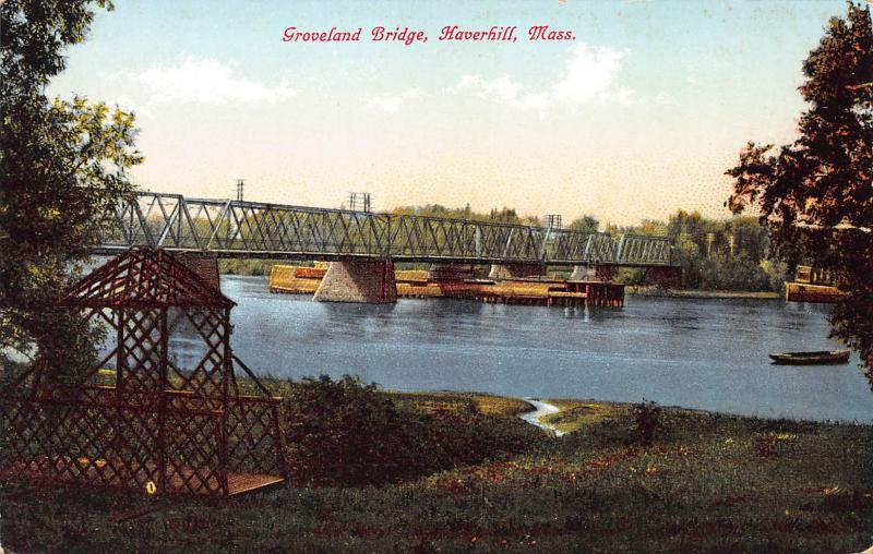 Groveland Bridge, Haverhill, Massachusetts, Early Postcard, Unused