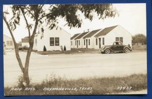 Raymondville Texas tx Rapp Apartments real photo postcard RPPC DOP stamp block