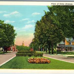 c1950s Iowa City IA Roadside View Iowa Avenue Ave University Old Capitol PC A239