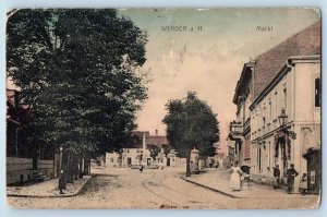 Werder Brandenburg Germany Postcard Market and Road View c1910 Posted Antique