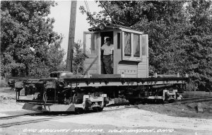Worthington Ohio 1950-60s RPPC Real Photo Postcard Ohio Railway Museum Train Car