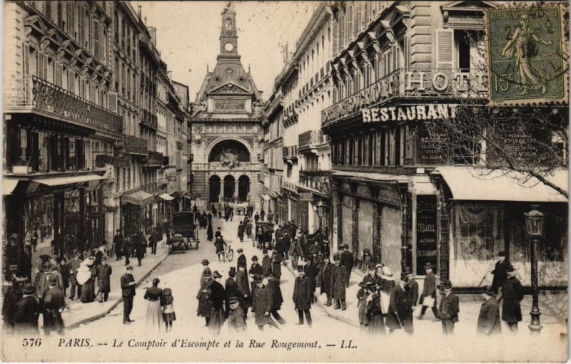 CPA PARIS 9e - Le Comptoir d'Escompte et la Rue Rougemont (53556)