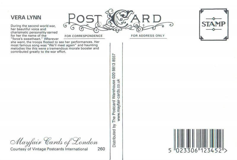 Vera Lynn Post Card