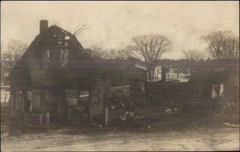 Norridgewock ME Stavely Garage Fire c1920s Real Photo Postcard