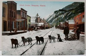Skagway Alaska Dog Sled, Street Scene, Hotel, Hardware Store, c1909 Postcard C5