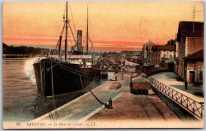 Bayonne - Le Quai De Lesseps France Boats at Dock Pier Harbor Postcard