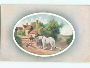 Divided-Back HORSE SCENE Great Postcard AA9440