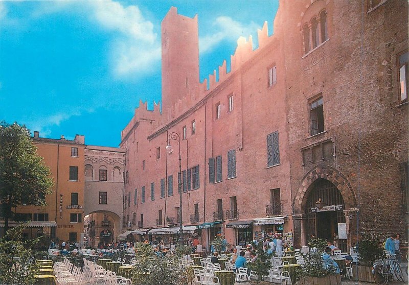 Postcard Italy Mantova Sordello Square Bonacolsi Palace Restaurant Architecture 