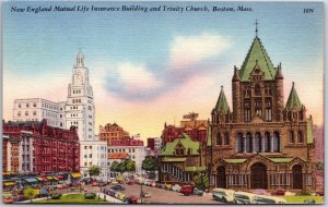 N.E. Mutual Life Insurance Bldg. & Trinity Church Boston Massachusetts Postcard