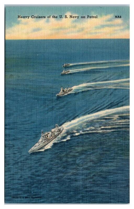Heavy Cruisers of the US Navy on Patrol Postcard *5F16