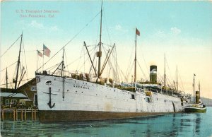 c1907 Postcard; US Transport Ship Sherman docked at San Francisco CA