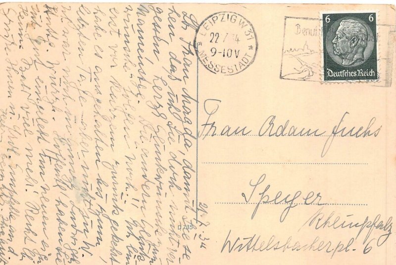 L158 Germany 1934 Leipzig. Neues Rathaus town hall vintage postcard