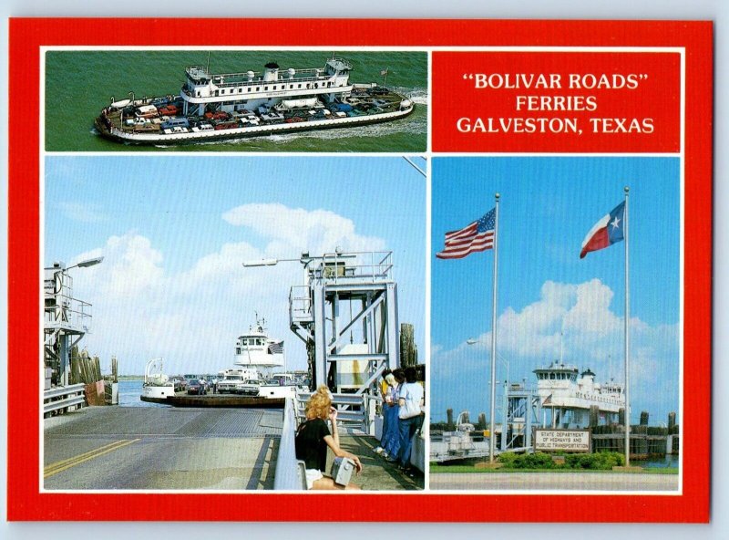 Galveston Texas Postcard Bolivar Roads Ferries Ferry Port Exterior 1960 Vintage