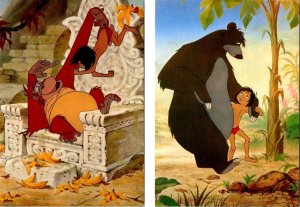 2~4X6 Postcards  Walt Disney Animation  THE JUNGLE BOOK  Mowgli~Baloo~King Louie