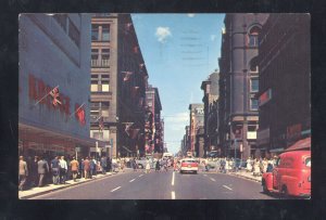 TONONTO ONTARIO CANADA DOWNTOWN STREET SCENE OLD CARS VINTAGE POSTCARD