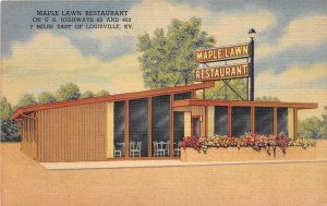 J47/ Louisville Kentucky Postcard Linen Maple Lawn Restaurant 142