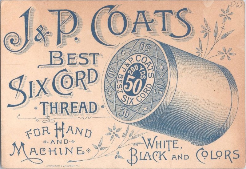 J&P Coats Thread - Children with Landscape Artist - Antique Victorian Trade Card