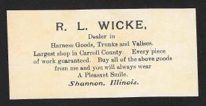 VICTORIAN TRADE CARD RL Wicke Harnesses Trunks & Valises